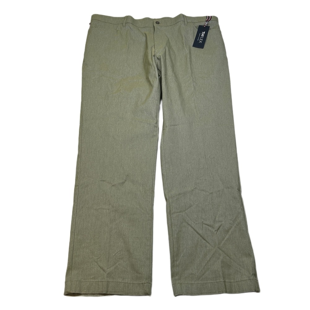 Tommy Hilfiger Performance Chino Pants Mens 40x30 Green TH Flex Tailored NEW